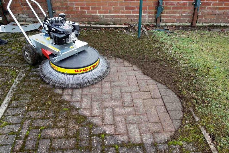 Moss removal from block paving using the Westermann machine