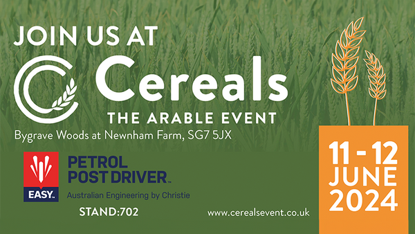 Find Us with Westermann and Easy Petrol Post Driver at Cereals 2024