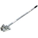 A galvanised metal marquee pin stake remover with a rubber handle