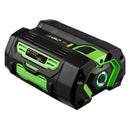 Black and green battery on a white background