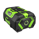 Black and green battery on a white background