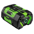 Black and green battery on a white background