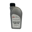 1 litre bottle of Unipower SAE 30 engine oil by SPA Power Machinery.