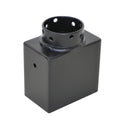 A rectangular, black steel adapter for driving in 5x3" posts with the Easy Petrol Post Driver