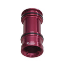 A red reducing adapter with 54mm internal diameter, designed for use with an Easy Petrol Post Driver. It has black rubber o-rings for attachment.
