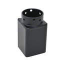 A black steel adapter for driving in 3" square posts into the ground with the Easy Petrol Post Driver