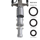 Studio image of a 3-in-1 Multi UK B Adapter, including sizes 107mm, 78mm, 52mm