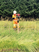 Petrol driven Post Knocker being used for 3" square timber posts on a railway bank