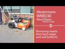 Removing weeds from kerb edges and wall bottoms with WKB330 Petrol Westermann Weed Ripper
